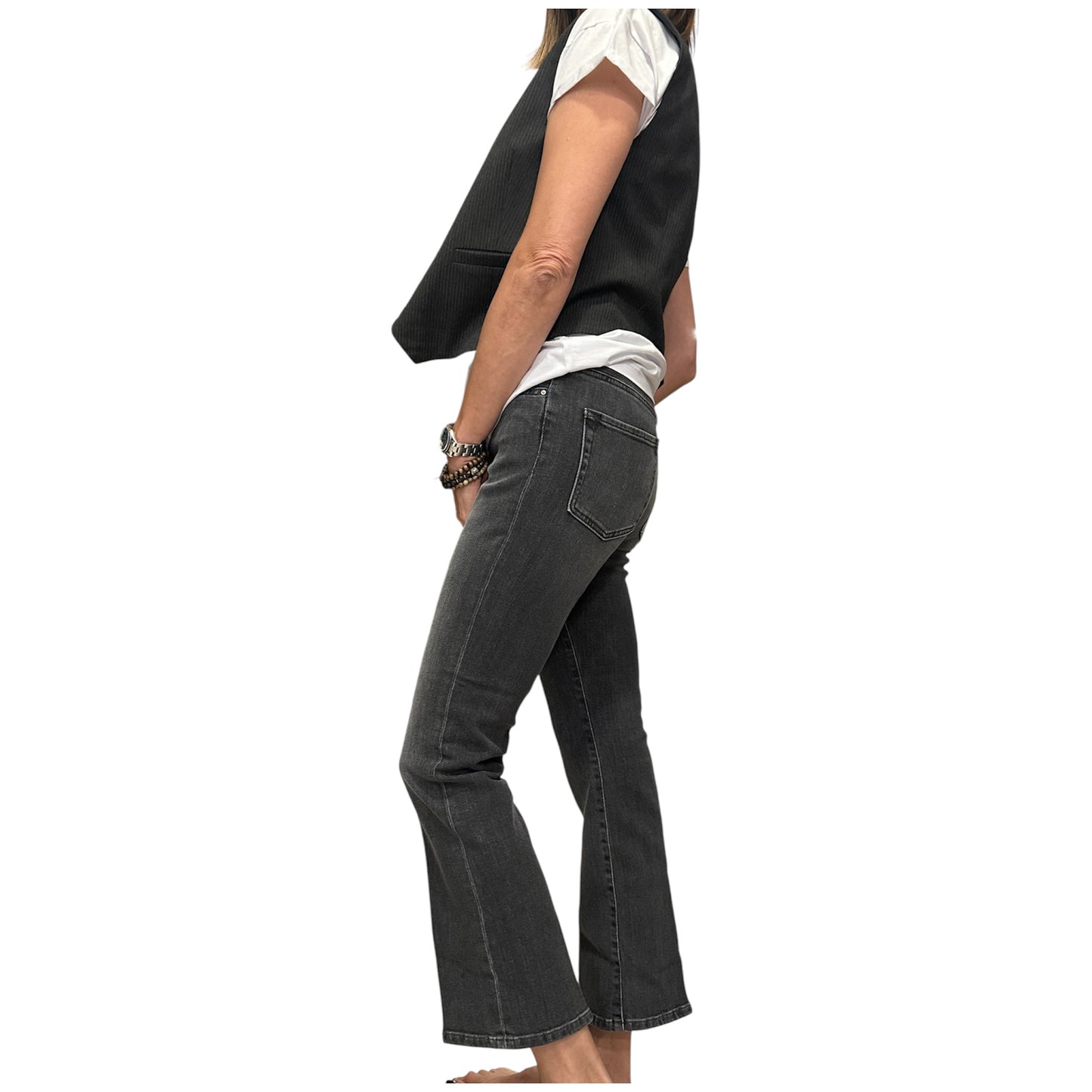 JEANS DENIM GRIGIO A TROMBETTA