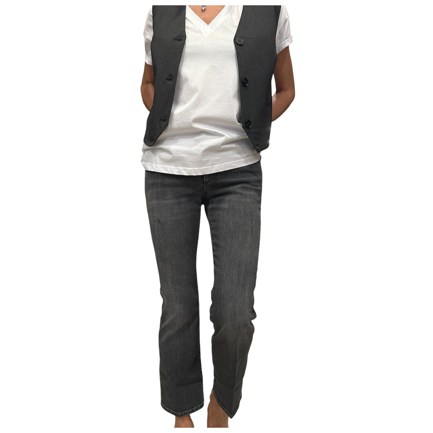 JEANS DENIM GRIGIO A TROMBETTA