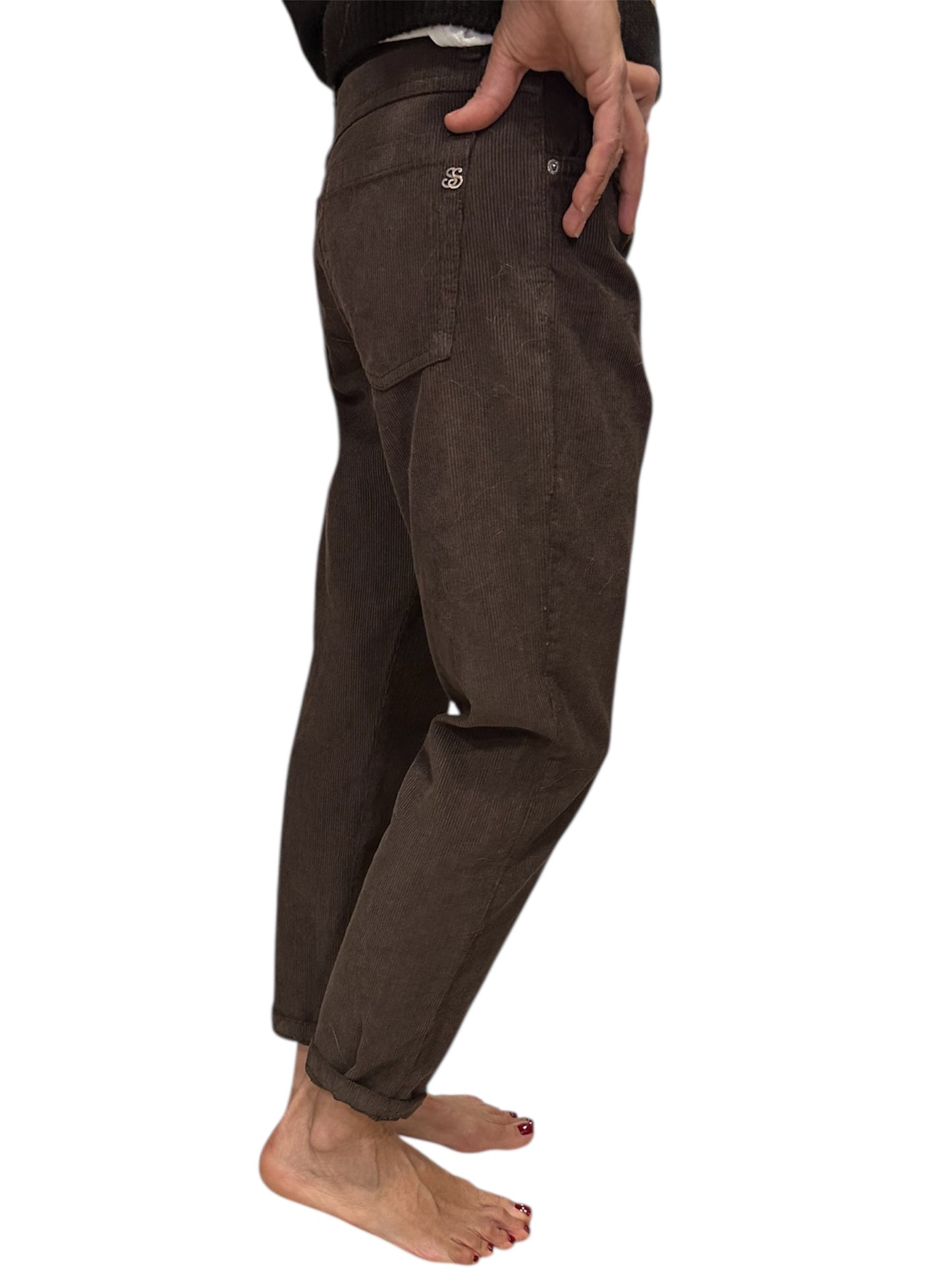 PANTALONE IN VELLUTO MILLE RIGHE 5 TASCHE BAGGY