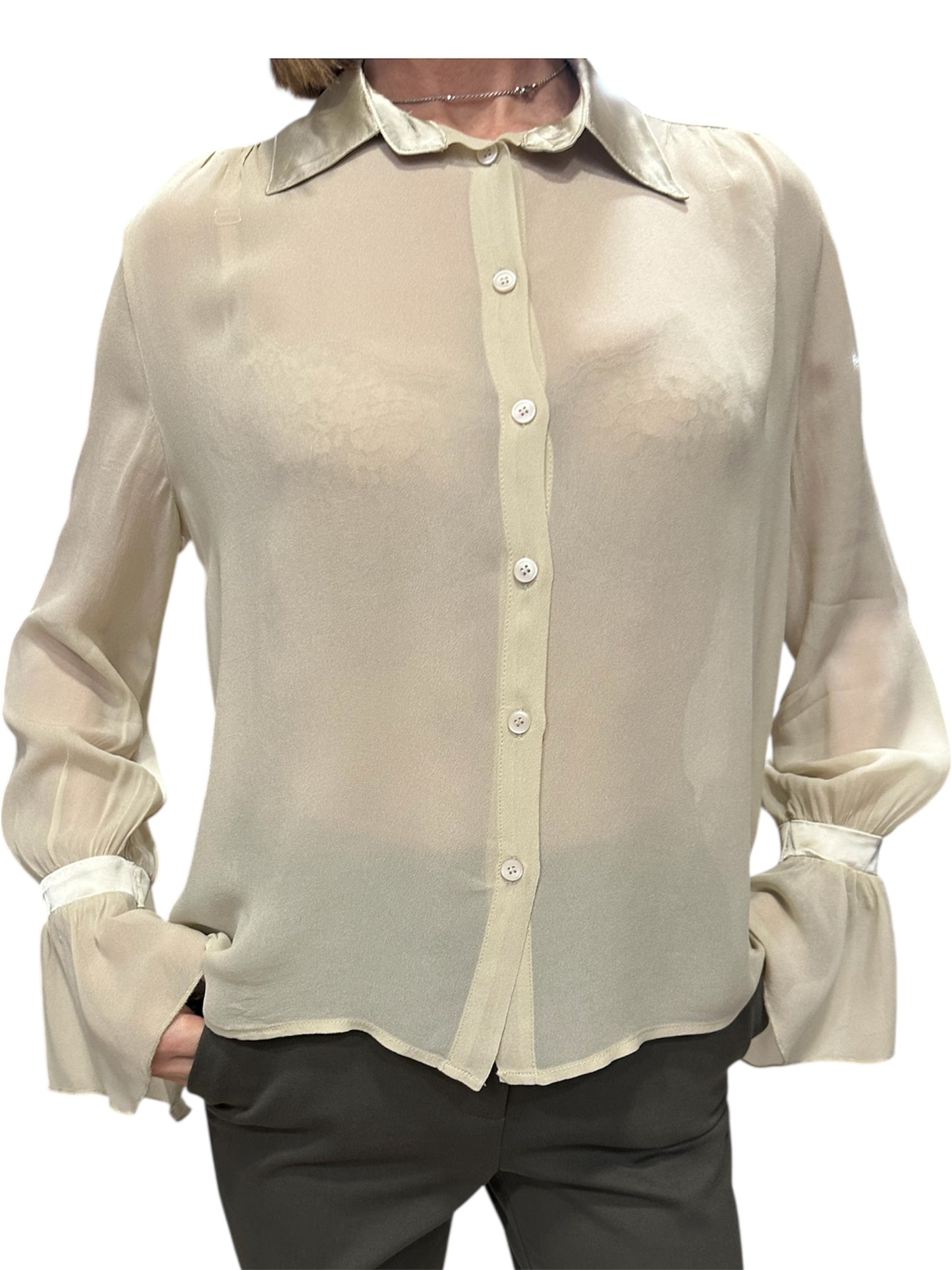 CAMICIA IN VISCOSA CON DETTAGLI IN RASO