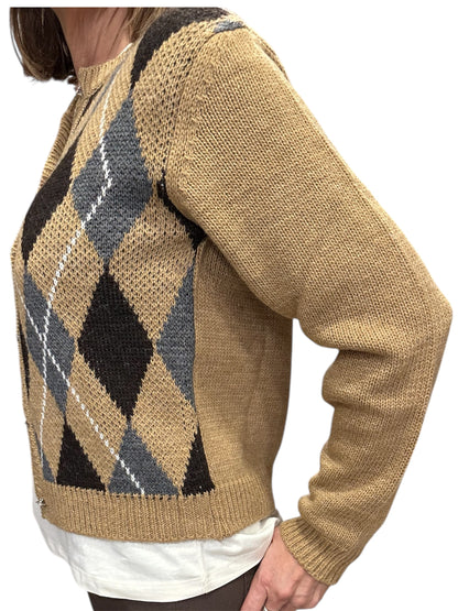 CARDIGAN CON LOSANGHE E BOTTONI GIOIELLO