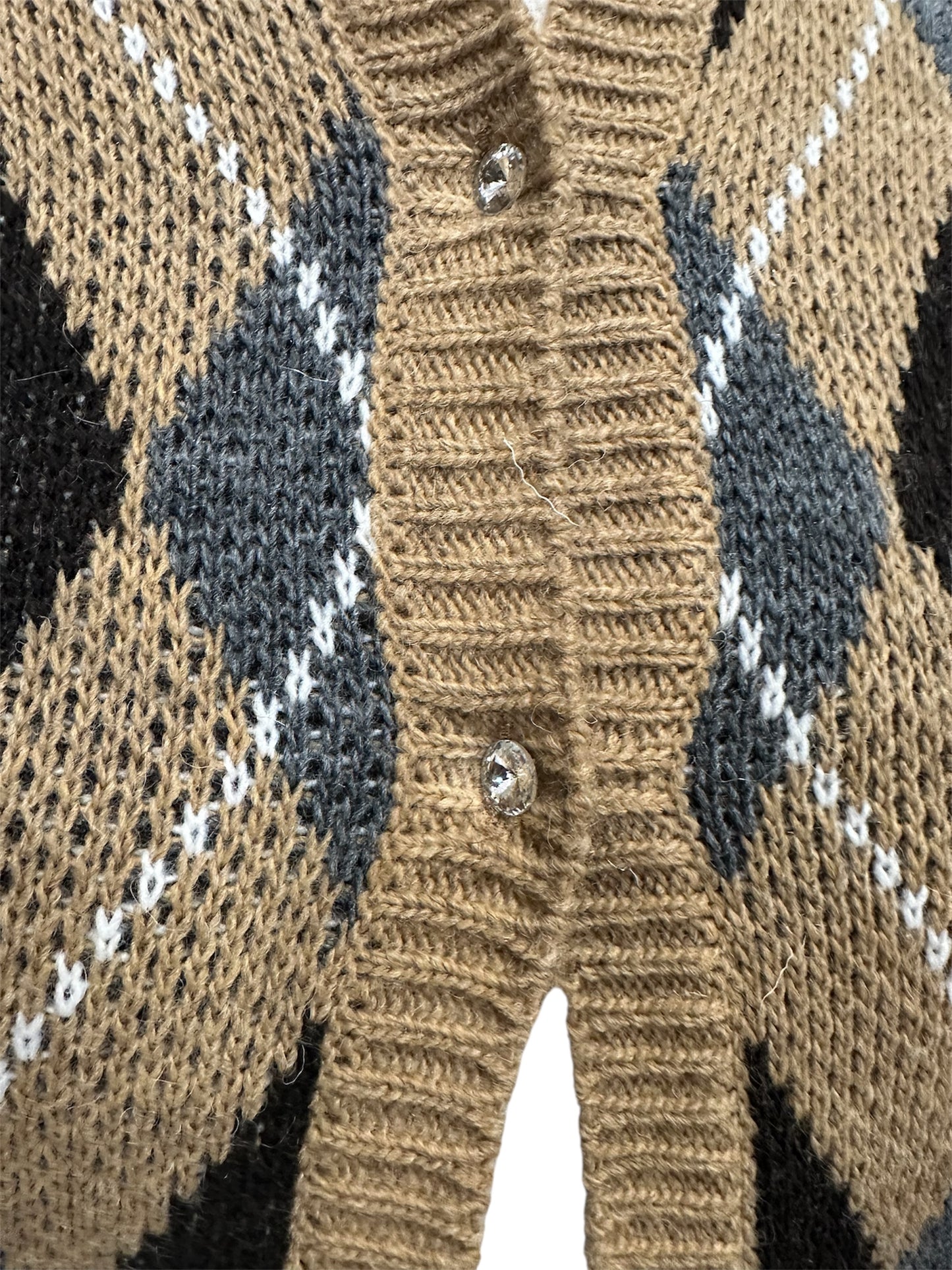 CARDIGAN CON LOSANGHE E BOTTONI GIOIELLO